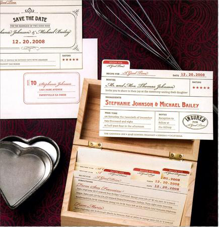 Recipe inspired wedding invitation chewing the cud