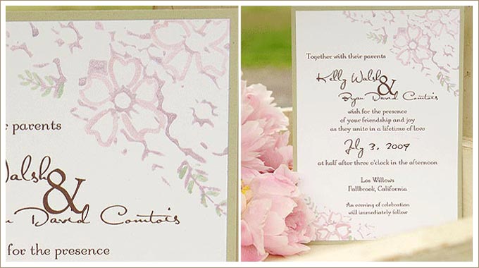 diy wedding invitations pink and green