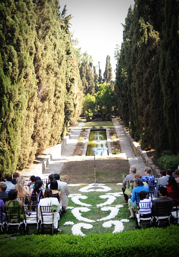 Garden and Fountain wedding ceremony, Villa del Sol d'Oro, Sierra Madre, California, Hazelnut photography doug17