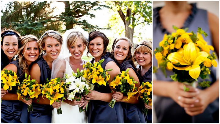 bridesmaids and their bouquets