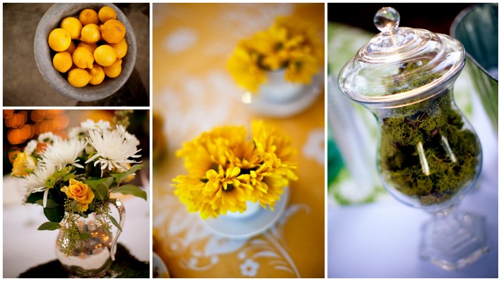 Yellow and Bird Wedding Reception Details, Templeton California, Shanni Weilert centerpieces all