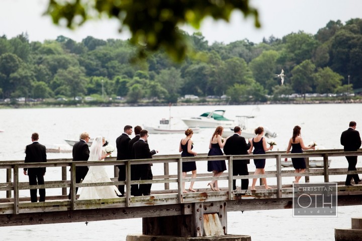 Bridal party walk to boat, Wainright House wedding venue, Rye New York, Lyndsey Hamilton Events, Christian Oth Studio 090711FULMEG0090