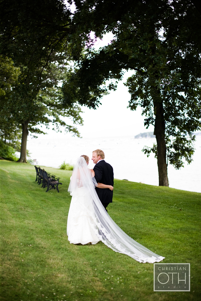 Bride and groom have private moment during cocktail hour, Wainright House wedding venue, Rye New York, Lyndsey Hamilton Events, Christian Oth Studio 090711FULMEG0112