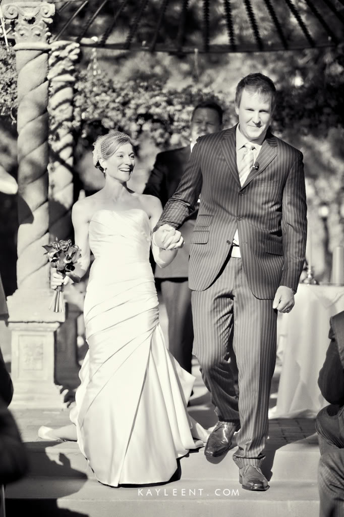 Bride and Grooms recession, La Caille wedding venue, Salt Lake City Utah wedding, Kayleen T photography, ruby red slippers 20090906-IMG_7856-Editbw