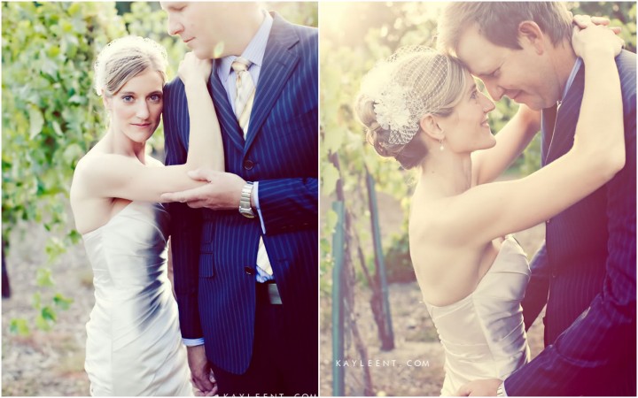 Bride and groom pose in vineyard, La Caille wedding venue, Salt Lake City Utah wedding, Kayleen T photography, ruby red slippers Kayleen T wedding-5