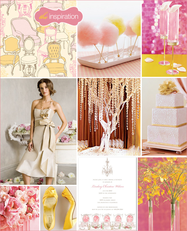  a romanticmeetsglam Pink Yellow Gold theme based on Hello Lucky 39s chic 