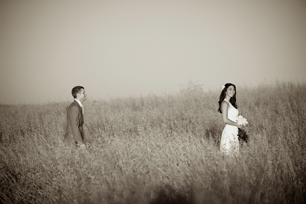 day after wedding shoot in a wheat field