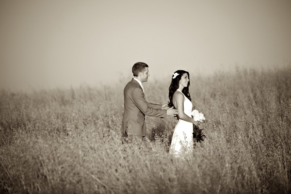 day after wedding shoot in a wheat field