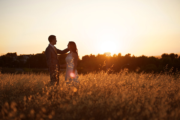 day after wedding shoot in a wheat field
