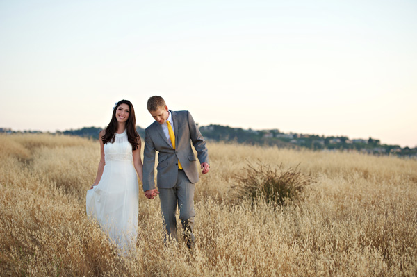 day after wedding shoot in a wheat field