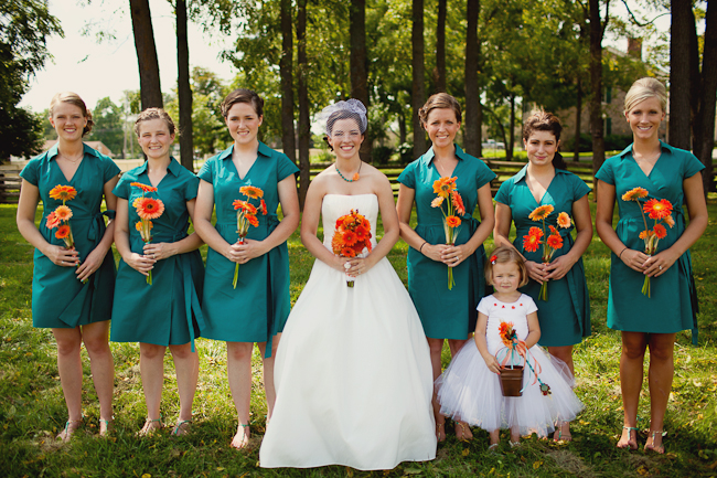 Inspired by This Real WeddingOrange and Teal Wedding with Bowties and a 
