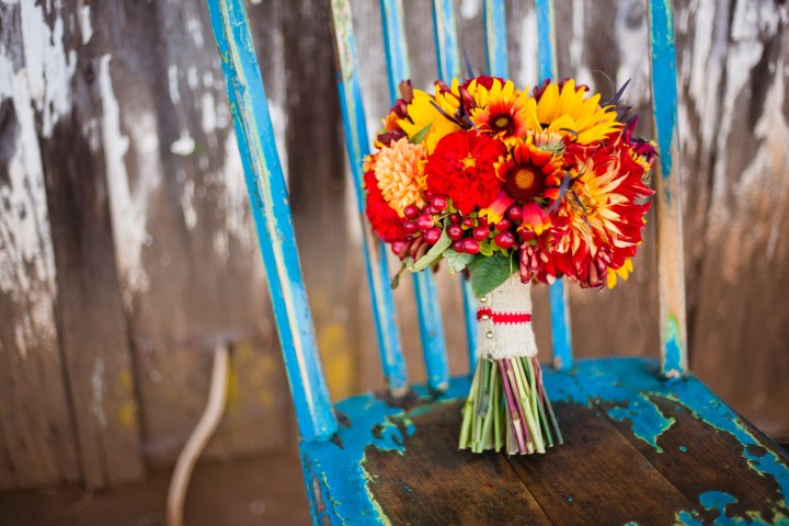 red and yellow fall inspired wedding flowers, Flying Caballos Ranch, San Luis Obispo California, Mike Larson photography
