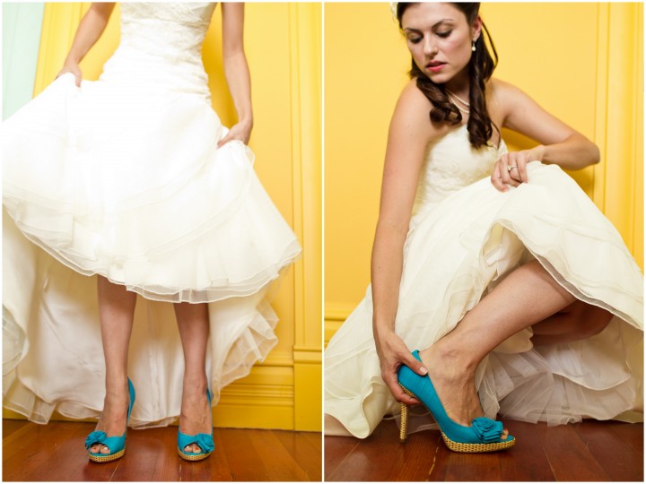 Bright blue wedding shoes, Flying Caballos Ranch, San Luis Obispo California, Mike Larson photography