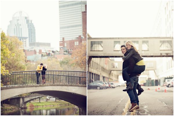 Boston Engagement Shoot, fall engagement, engagement inspiration, leather jacket, yellow shirt, industrial