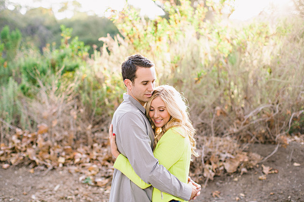 Laguna Beach engagement session, Crystal Cove, neon blazer, beach, sand, coral dress, sunlight, field