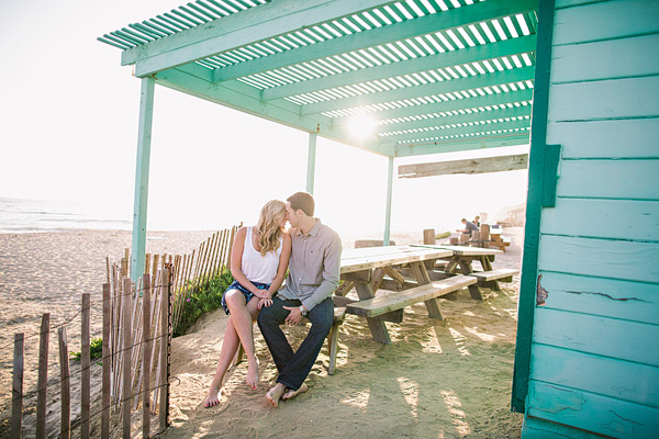 Laguna Beach engagement session, Crystal Cove, neon blazer, beach, sand, coral dress, sunlight, field