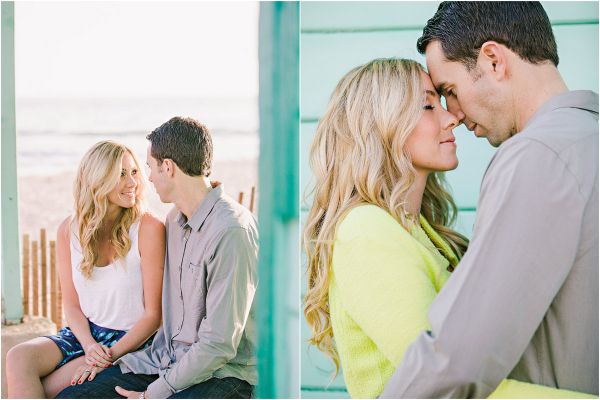 Laguna Beach engagement session, Crystal Cove, neon blazer, beach, sand, coral dress, sunlight, field