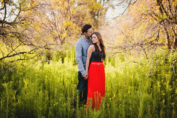 Wedding PR, WEdding Marketing Expert, Wedding Public Relations, orange county engagement session, fall engagement session, field engagement session, denim, red, black, cut-out dress, Matthew Morgan