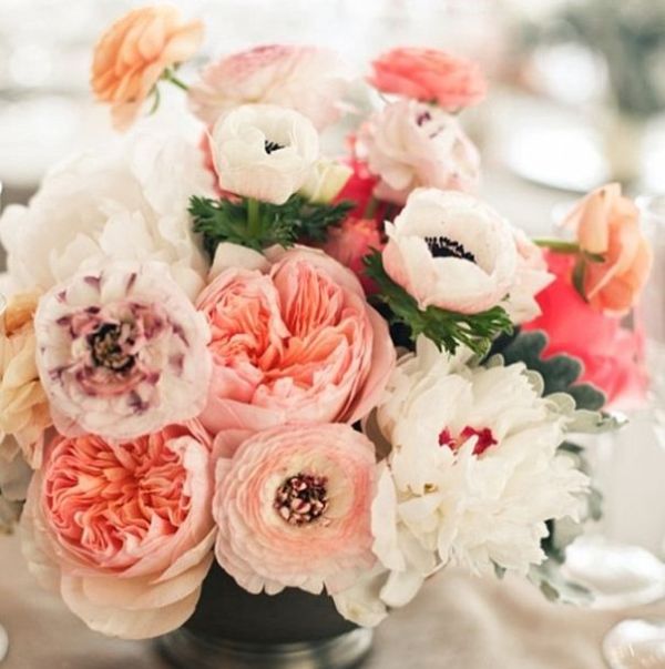 garden roses, ranunculus, peonies