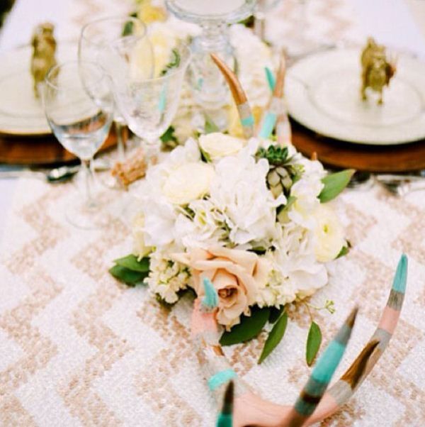 gold chevron linens