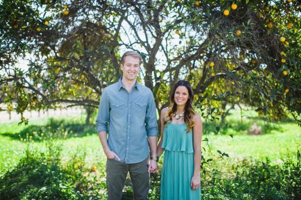 Love shoot in an orange grove