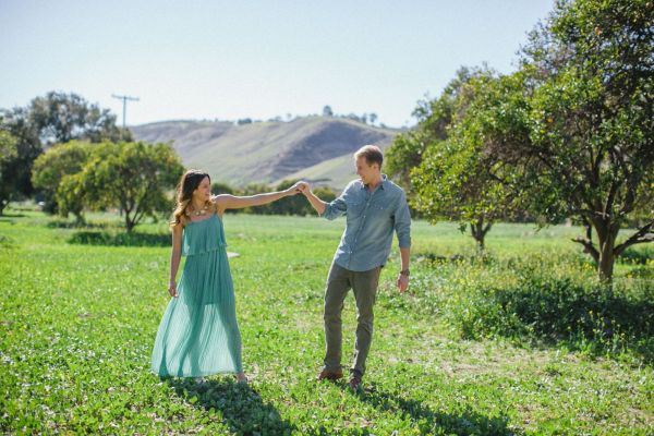 Love shoot in an orange grove