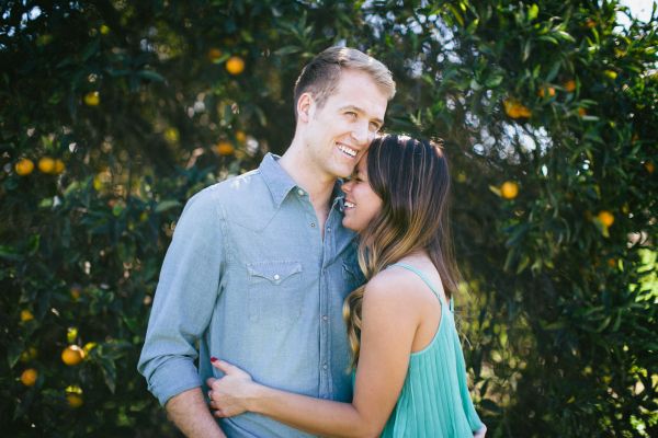 Love shoot in an orange grove
