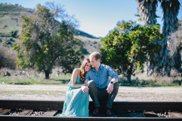 Love shoot on railroad tracks