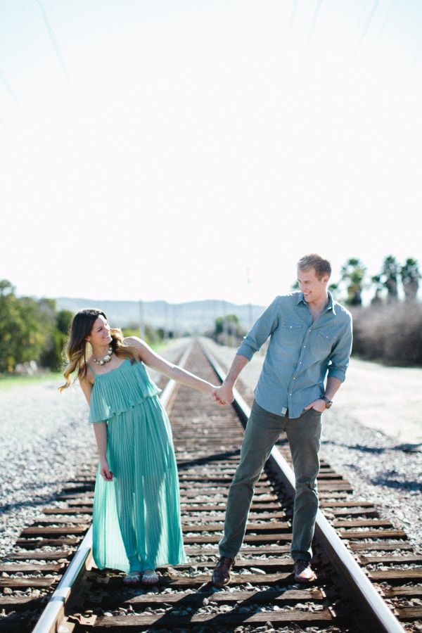 Love shoot on railroad tracks