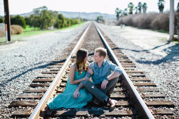 Love shoot on railroad tracks