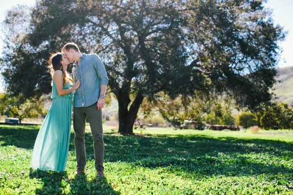 Love shoot in an orange grove