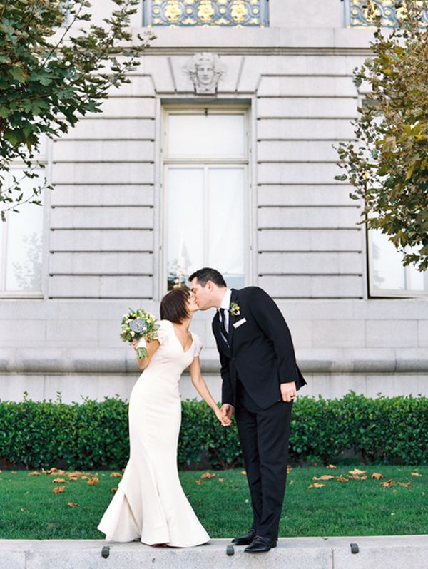 San Francisco City Hall wedding, intimate wedding, small wedding, short sleeved wedding dress, succulent wedding bouquet, urban wedding, fit and flare wedding dress, San Francisco wedding photography, Emily Scannell photography 108.jennifer.eddie
