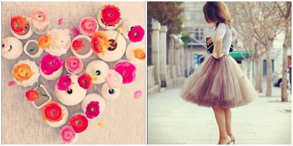 Heart shaped flower display, tulle shirt & casual tshirt