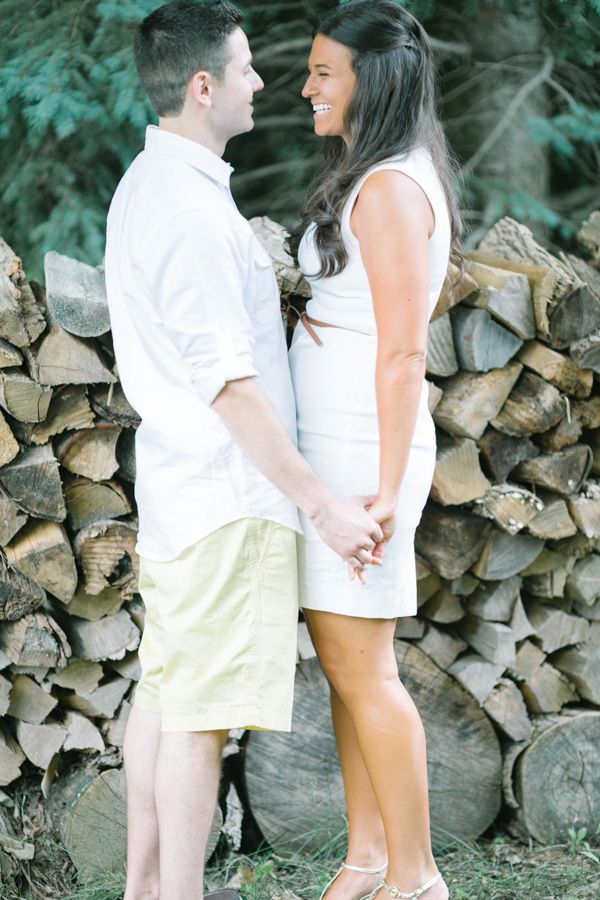 couples camping shower, bride and groom