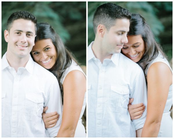 couples camping shower, bride and groom, white clothing, outdoor shower