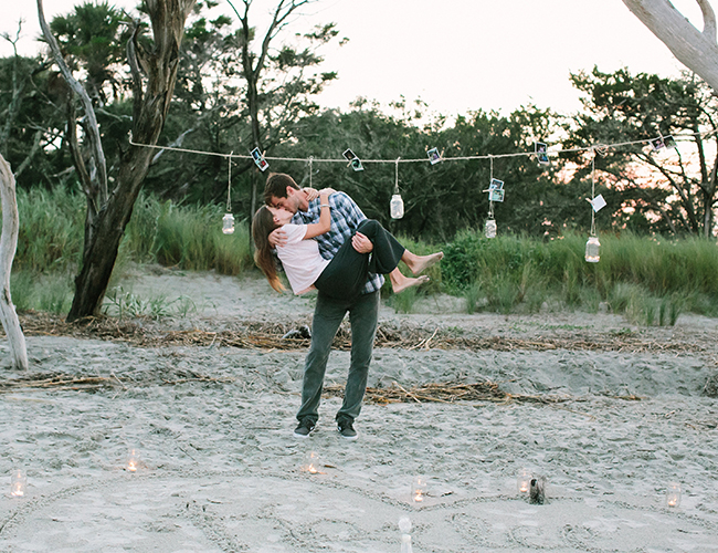 Mason Jar and Photograph Proposal on the Beach - Wedding Blog