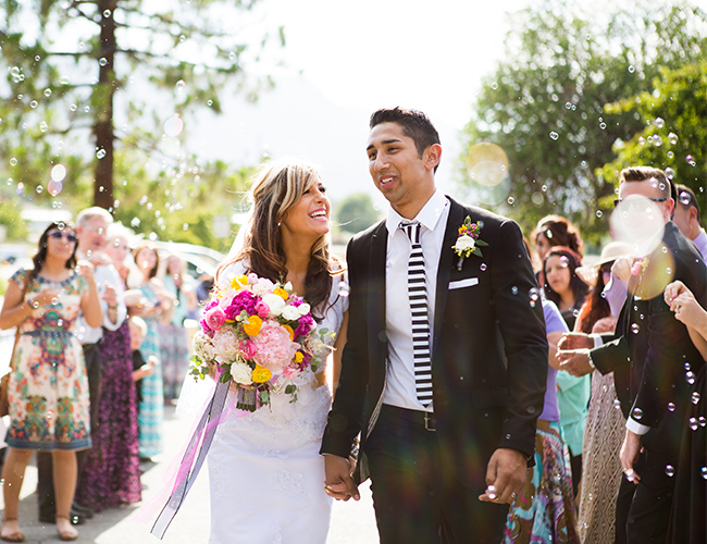 Black and White Backyard Wedding with Pops of Color