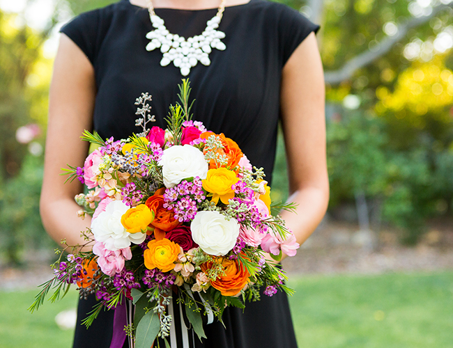 Black and White Backyard Wedding with Pops of Color