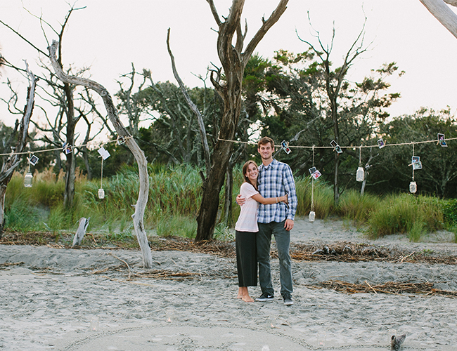 Mason Jar and Photograph Proposal on the Beach - Wedding Blog