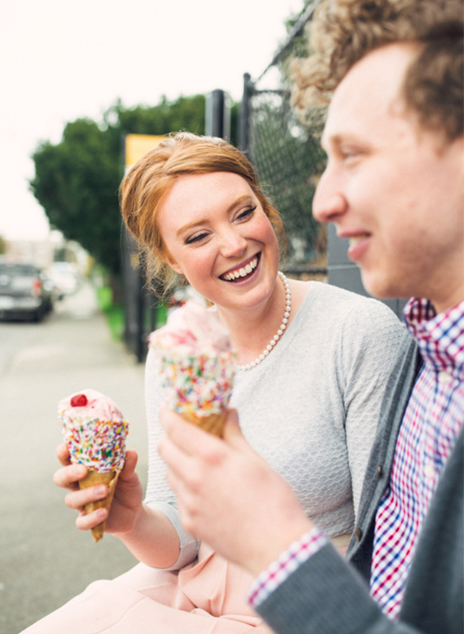 Ice Cream Parlor Engagement Photos