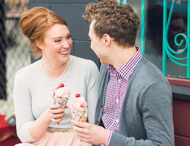 Ice Cream Parlor Engagement Photos