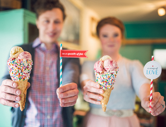 Ice Cream Parlor Engagement Photos