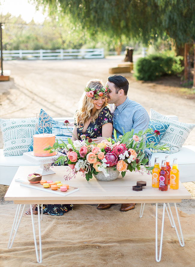 Colorful Mid-Century Modern Engagement Photos - Inspired by This