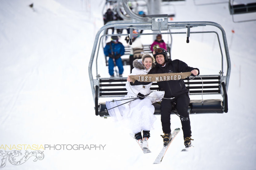 rustic just married sign, Peak 2 Peak Gondola, British Columbia, Canada