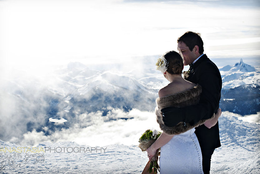 snowy mountain elopement, Peak 2 Peak Gondola, British Columbia, Canada
